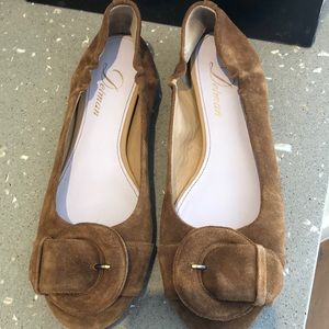 Delman Cigar Suede Ballet Flat w/Buckle Size 7.5